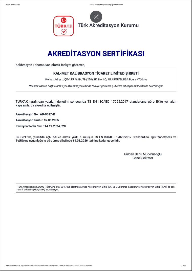 17025 Akreditasyon Belgemiz
